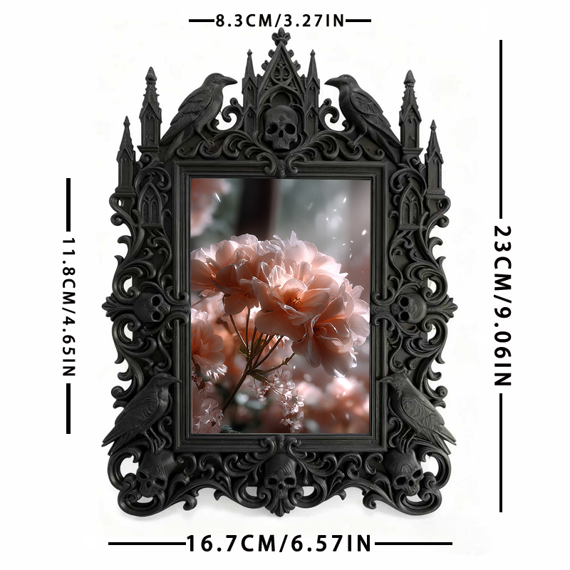 Highly-sought Gothic Dark-style Photo Frame | Gothic Matte Nail Art Studio Shelf Decor, Photo Ornament, Wall-mountable & Tabletop, Scratch-r