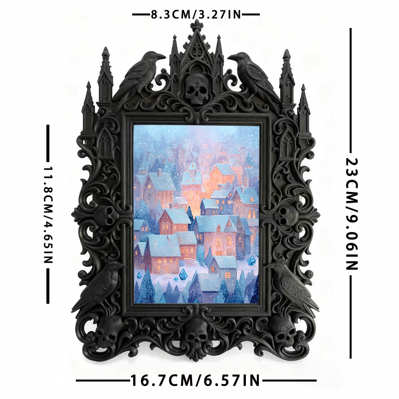 Viral-favorite Gothic Dark-style Photo Frame | Gothic Living Room Fireplace Mantel Decor, Photo Ornament, Wall-mountable & Tabletop, Plastic