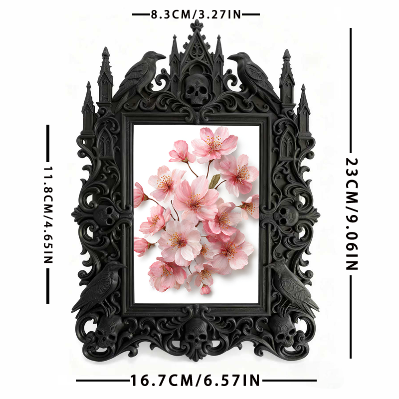 Bold-eye-catching Gothic Dark-style Photo Frame | Dark Fantasy Miniature Terrain Building Shop Decor, Photo Ornament, Wall-mountable & Table