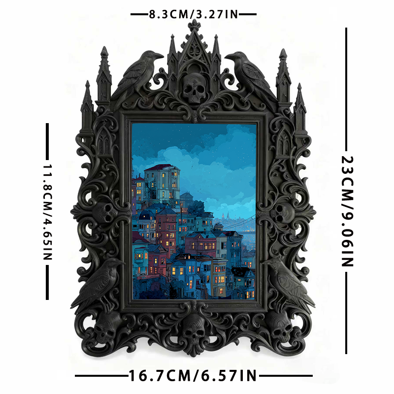Insta-trending-pick Gothic Dark-style Photo Frame | Dark Academia Dormitory Art Display Corner Decor, Photo Ornament, Wall/Table Dual-use, D