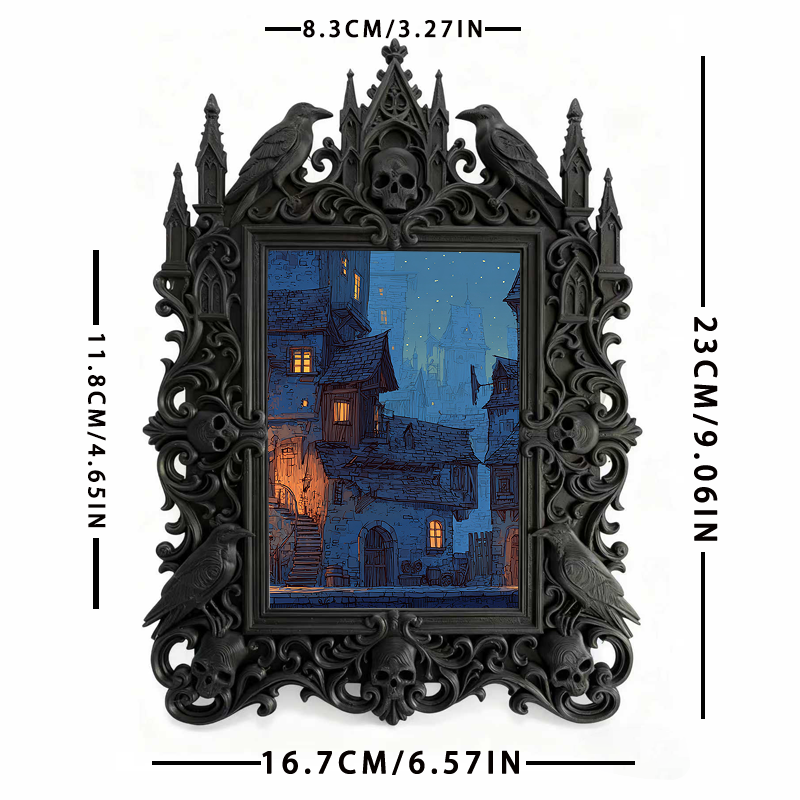 Edgy-classic Gothic Dark-style Photo Frame | Horror Movie Fan Cave Console Table Decor, Photo Ornament, Dual-use Display, Minimalist Frame