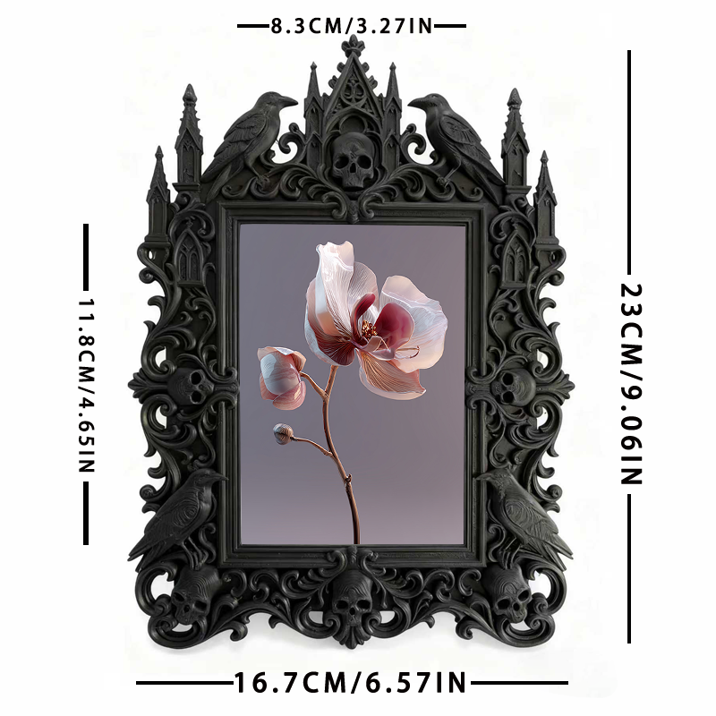 Gothic Dark Frame | Punk Gothic Bar Photo Frame, Dual-use Wall/Desktop, Waterproof Plastic