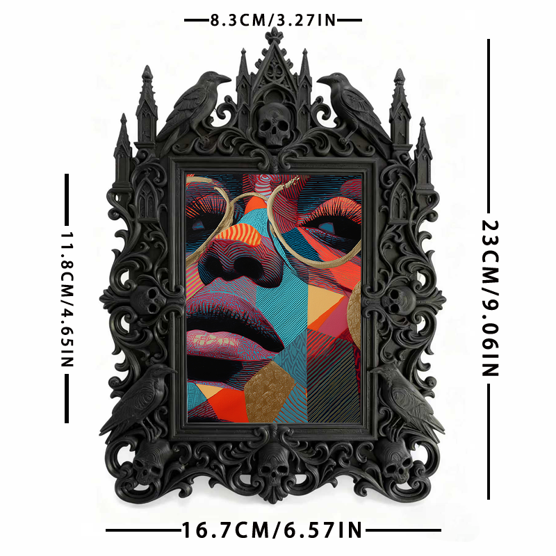 Gothic Dark Frame | Punk Bar Corner Ornament, Dual-use Wall/Tabletop, Waterproof Plastic