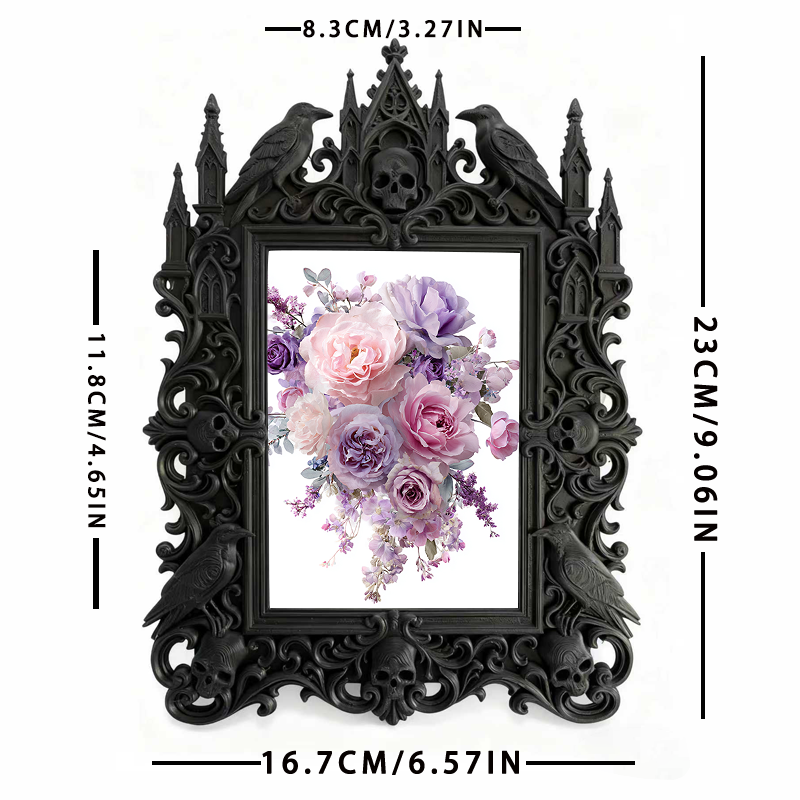 Gothic Dark Frame | Vampire Bar Corner Prop, Dual-use Wall/Tabletop, Waterproof Plastic
