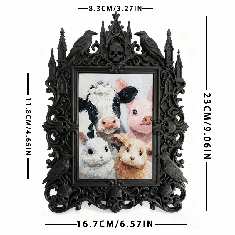 Gothic Dark Frame | Bar Desktop Corner Decor, Photo Ornament, Waterproof Plastic