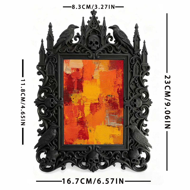Gothic Dark Frame | Living Room Shelf Accent, Photo Display, Waterproof Plastic Frame