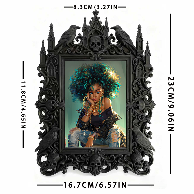 Gothic Dark Frame | Bathroom Vanity Decor, Photo Prop, Waterproof Plastic