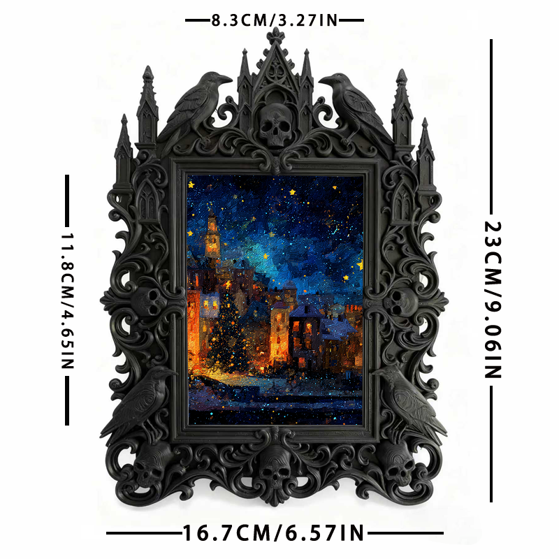 Gothic Dark Frame | Home Bar Shelf Decor, Photo Prop, Waterproof Plastic