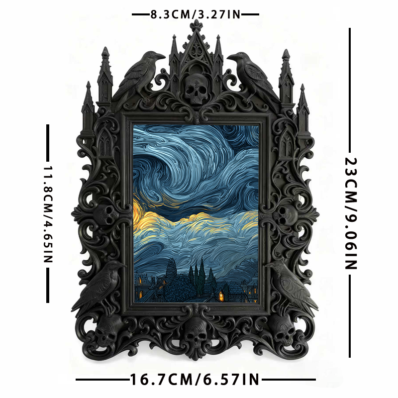 Gothic Dark Frame | Pet Gothic-themed Corner Decor, Pet Photo Holder, Waterproof Plastic