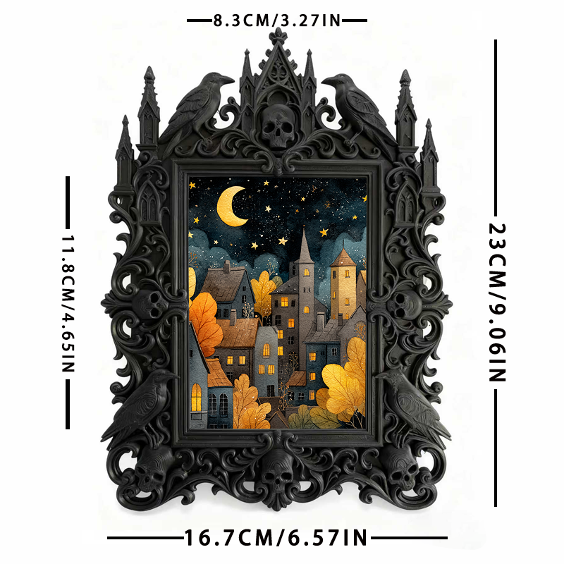 Gothic Dark Frame | Home Library Nook Decor, Photo Ornament, Waterproof Plastic