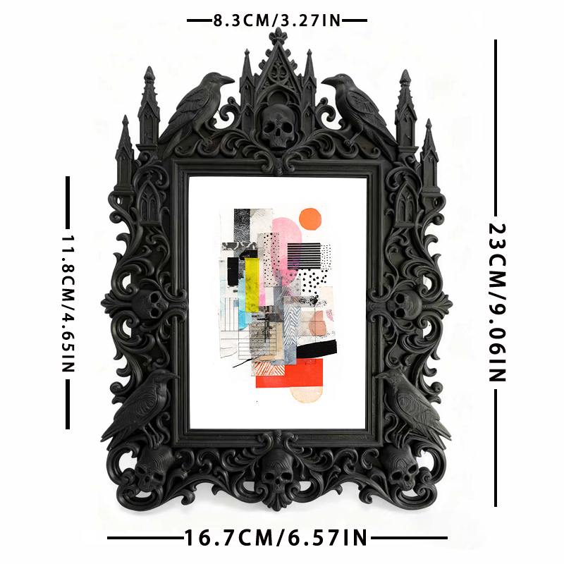 Premium Gothic Dark-style Photo Frame | Gothic Bead Jewelry Making Shop Decor, Photo Ornament, Wall-mountable & Tabletop, Waterproof Light F