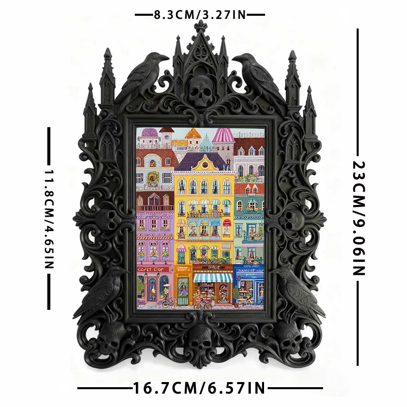 Top-rated Gothic Dark-style Photo Frame | Halloween Haunted Hayride Booth Decor, Photo Ornament, Dual-use Display, Waterproof Holiday Frame