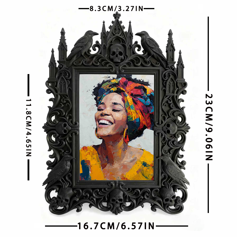 Exclusive Gothic Dark-style Photo Frame | Witchy Crystal Gridding Nook Decor, Photo Ornament, Wall-mountable & Tabletop, Lightweight Waterpr