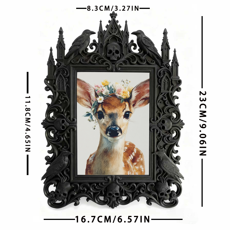 Edgy Gothic Dark-style Photo Frame | Dark Academia Quill Pen Shop Decor, Photo Ornament, Wall-mountable & Tabletop, Minimalist Frame