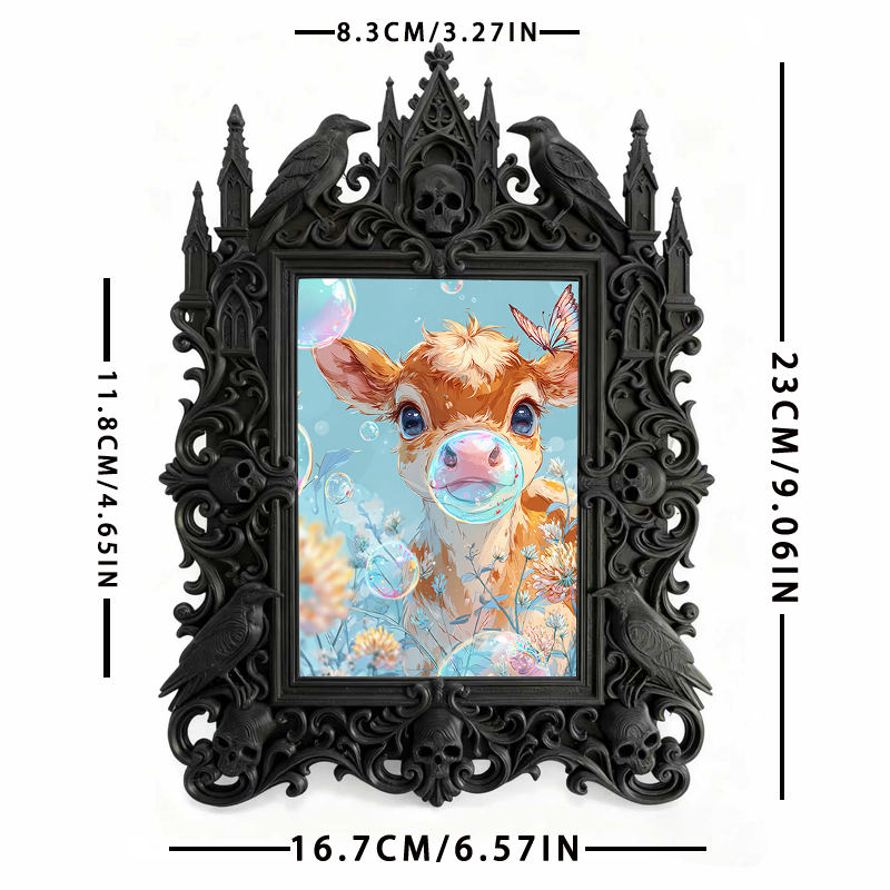 Sophisticated Gothic Dark-style Photo Frame | Ghost-themed Bed & Breakfast Lobby Decor, Photo Ornament, Wall/Table Dual-use, Cozy Frame