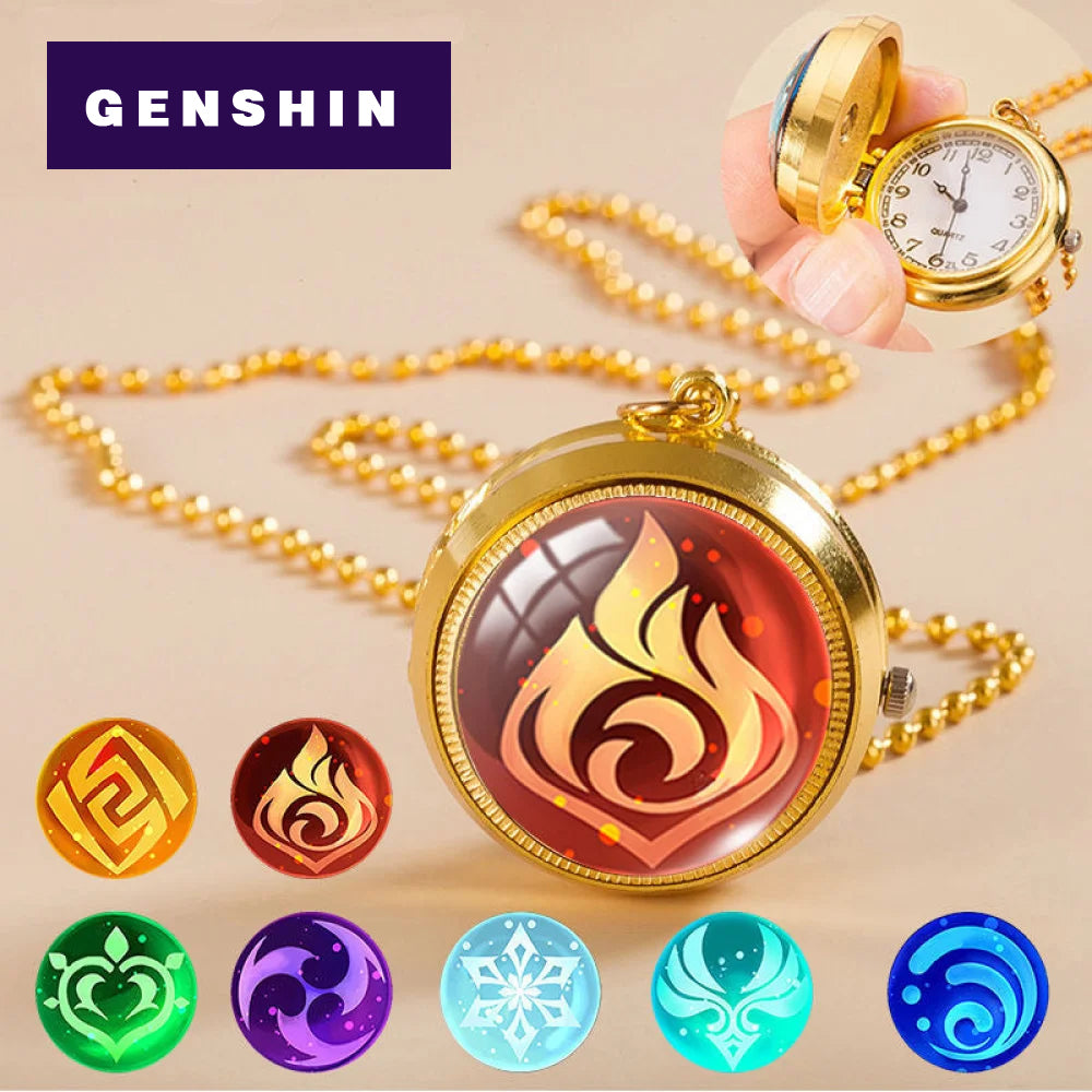 Genshin Sumeru Vision Pendant Metal Pocket Watch Necklace