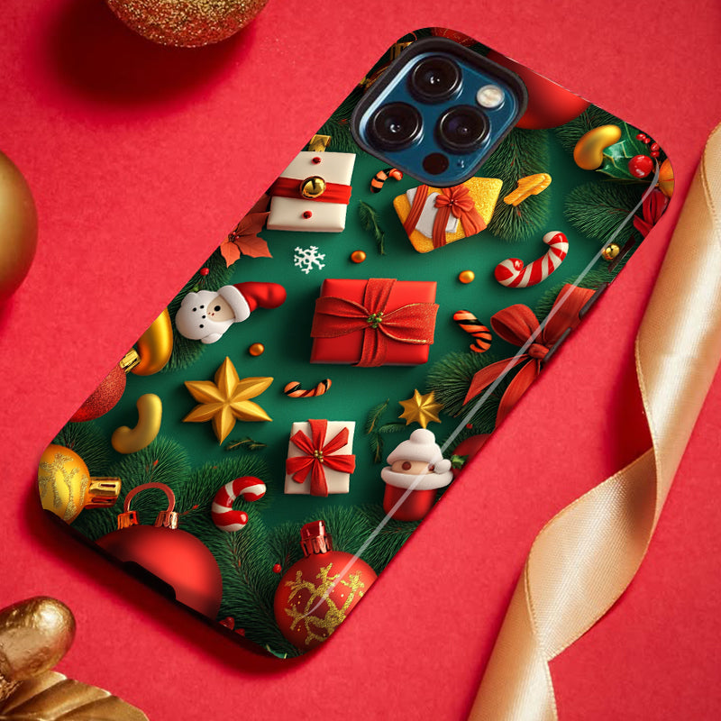 クリスマスフェスティブ柄スマホケース- 耐久性、衝撃吸収性、トレンドの保護機能 - iPhone 16、15、14、13、12、12、Plus、Pro、Max と互換性があり、男性にも女性にも最適です。