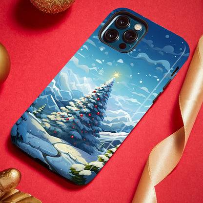 冬のクリスマスツリー柄スマホケース- 耐久性、衝撃吸収性、トレンドの保護機能 - iPhone 16、15、14、13、12、12、Plus、Pro、Max と互換性があり、男性にも女性にも最適です。