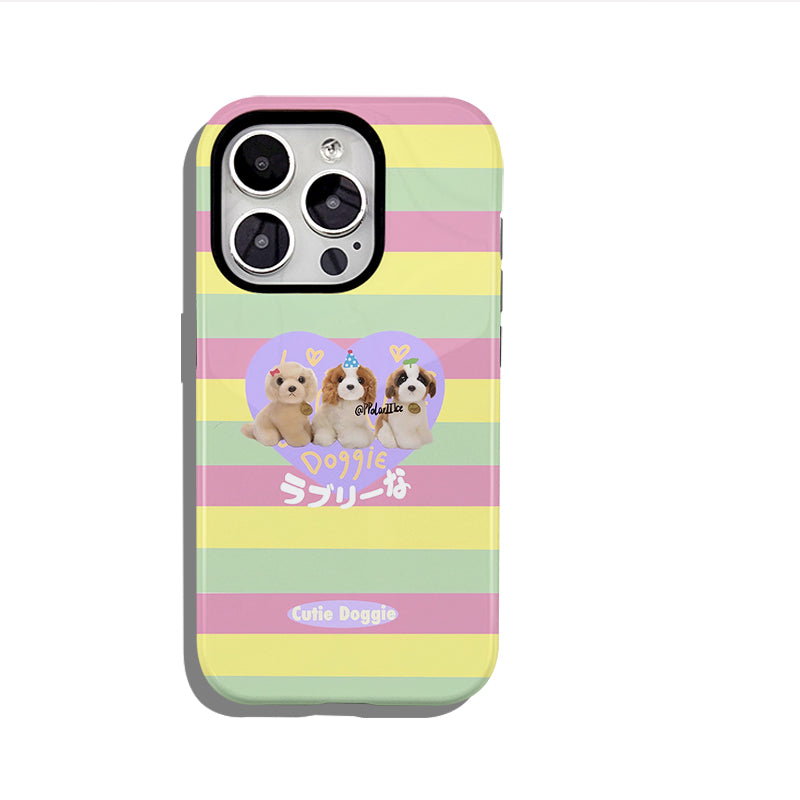 「Cute Doggie」デザインのスマホケース- 耐久性、衝撃吸収性、トレンドの保護機能 - iPhone 16、15、14、13、12、12、Plus、Pro、Max と互換性があり、男性にも女性にも最適です。