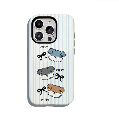 "パピーのイラストデザイン"スマホケース- 耐久性、衝撃吸収性、トレンドの保護機能 - iPhone 16、15、14、13、12、12、Plus、Pro、Max と互換性があり、男性にも女性にも最適です。