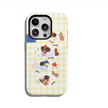 "かわいい犬のデザイン"スマホケース- 耐久性、衝撃吸収性、トレンドの保護機能 - iPhone 16、15、14、13、12、12、Plus、Pro、Max と互換性があり、男性にも女性にも最適です。