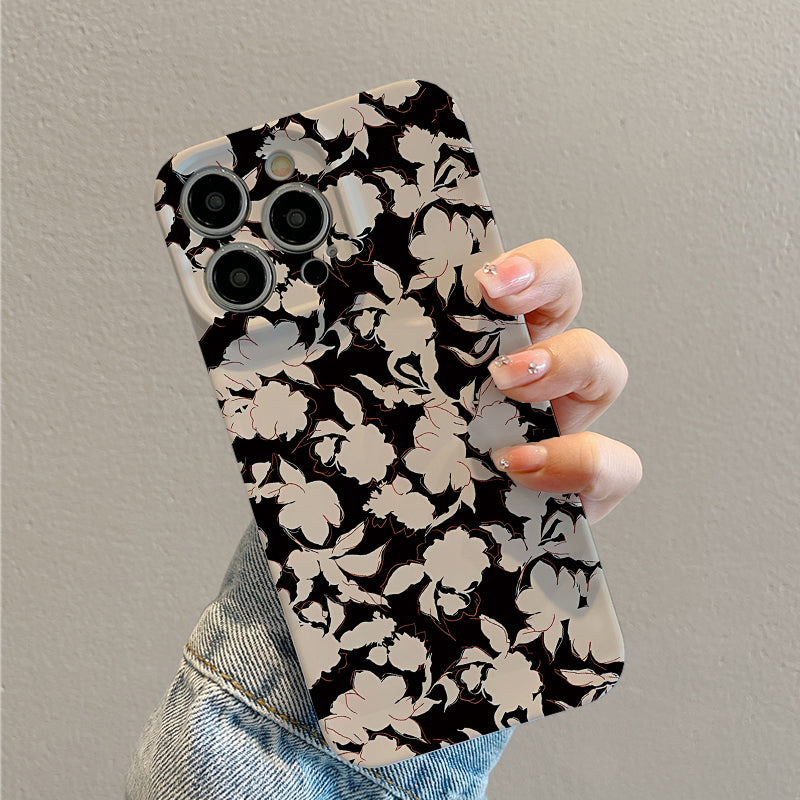 Elegant White Floral on Blackphone case for iPhone/16/15/14/13/12/19/Plus/Pro/Max Hot sale wholesale customizable pattern cases