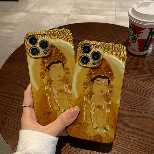 Gilded Buddhist Statue Artphone case for iPhone/16/15/14/13/12/21/Plus/Pro/Max Hot sale wholesale customizable pattern cases