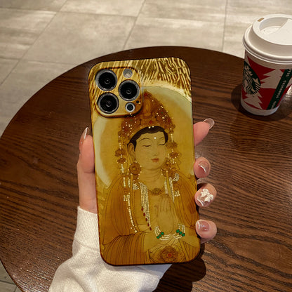 Gilded Buddhist Statue Artphone case for iPhone/16/15/14/13/12/21/Plus/Pro/Max Hot sale wholesale customizable pattern cases