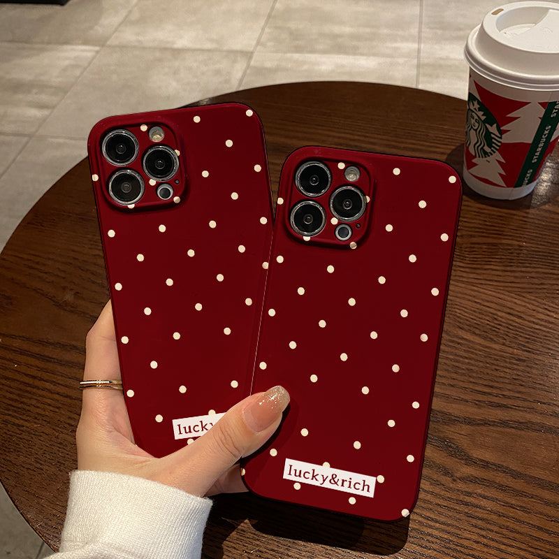 Polka Dots on Burgundy Backgroundphone case for iPhone/16/15/14/13/12/31/Plus/Pro/Max Hot sale wholesale customizable pattern cases