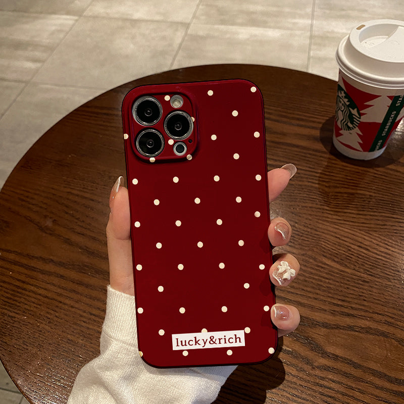 Polka Dots on Burgundy Backgroundphone case for iPhone/16/15/14/13/12/31/Plus/Pro/Max Hot sale wholesale customizable pattern cases