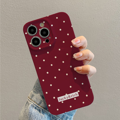 Polka Dots on Burgundy Backgroundphone case for iPhone/16/15/14/13/12/31/Plus/Pro/Max Hot sale wholesale customizable pattern cases