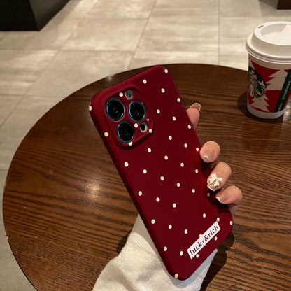 Polka Dots on Burgundy Backgroundphone case for iPhone/16/15/14/13/12/31/Plus/Pro/Max Hot sale wholesale customizable pattern cases