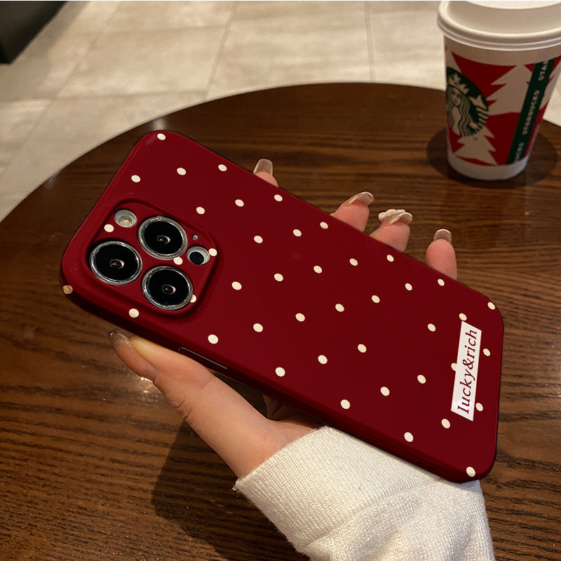 Polka Dots on Burgundy Backgroundphone case for iPhone/16/15/14/13/12/31/Plus/Pro/Max Hot sale wholesale customizable pattern cases