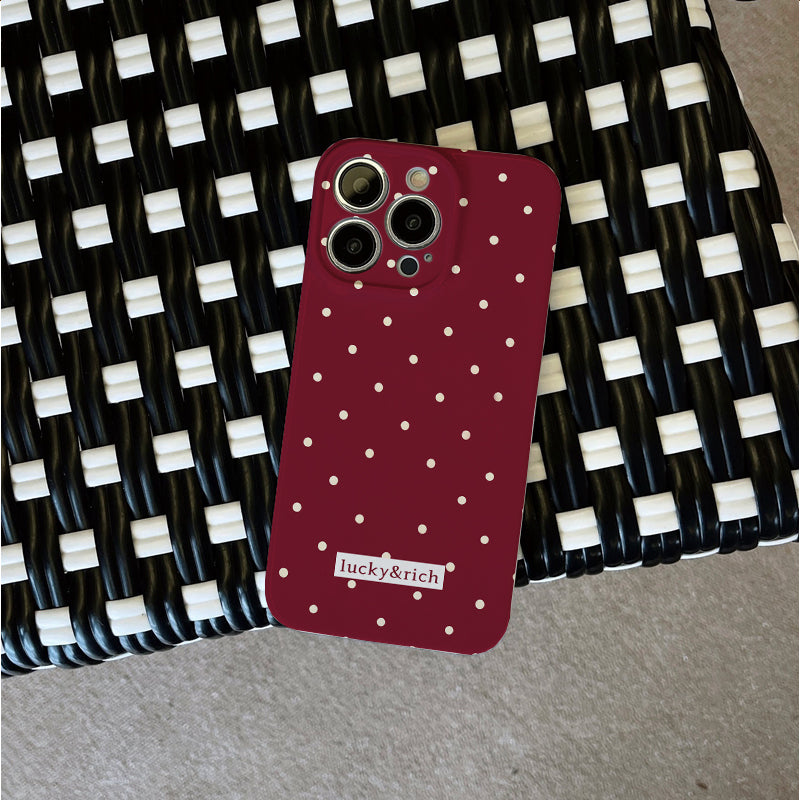 Polka Dots on Burgundy Backgroundphone case for iPhone/16/15/14/13/12/31/Plus/Pro/Max Hot sale wholesale customizable pattern cases