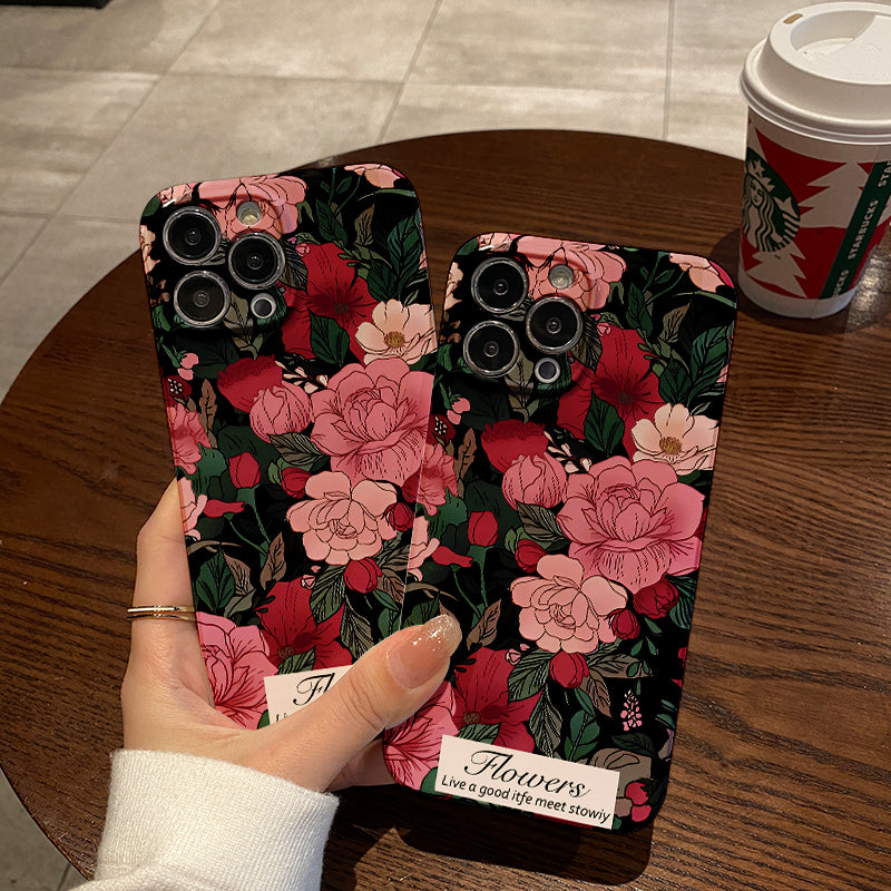 Pink and Red Floral Designphone case for iPhone/16/15/14/13/12/37/Plus/Pro/Max Hot sale wholesale customizable pattern cases