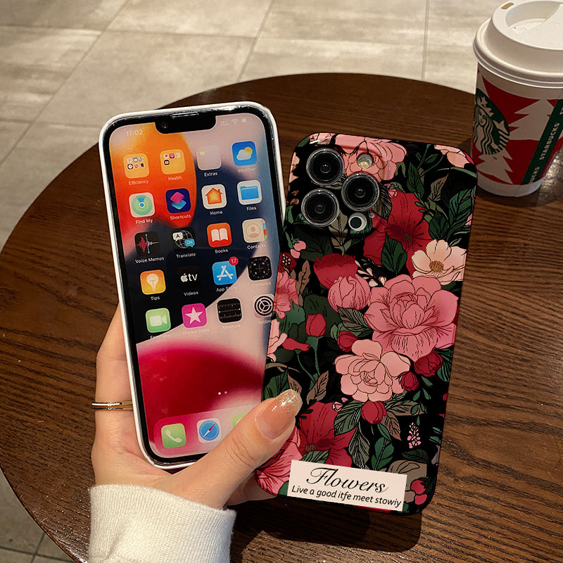 Pink and Red Floral Designphone case for iPhone/16/15/14/13/12/37/Plus/Pro/Max Hot sale wholesale customizable pattern cases