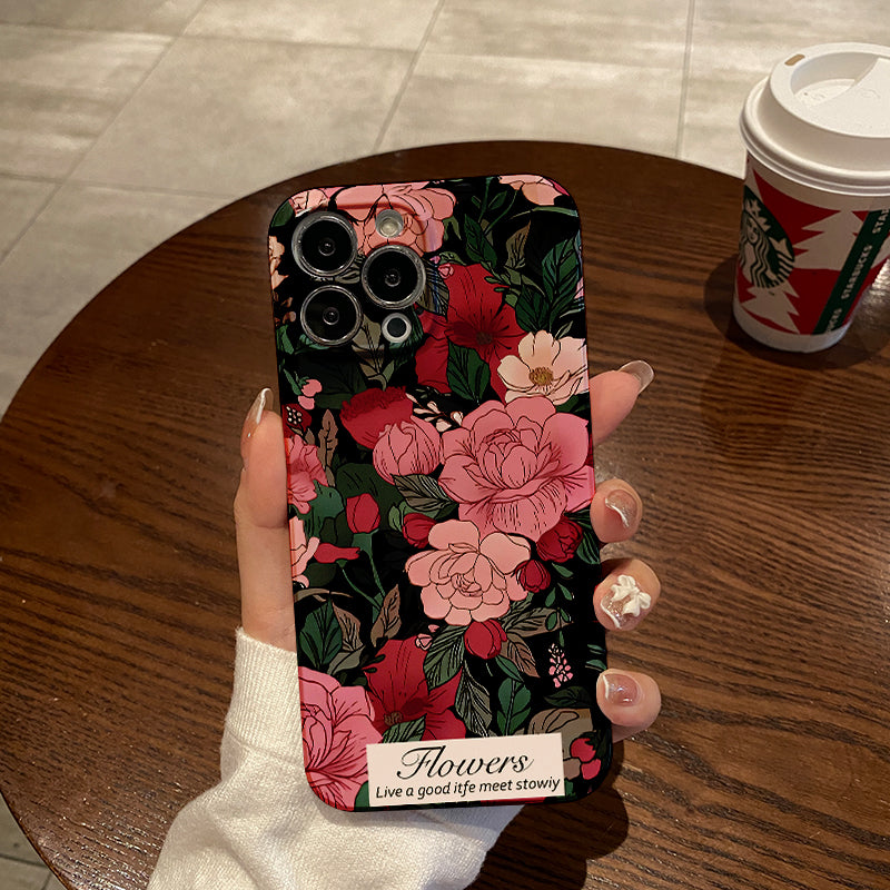 Pink and Red Floral Designphone case for iPhone/16/15/14/13/12/37/Plus/Pro/Max Hot sale wholesale customizable pattern cases