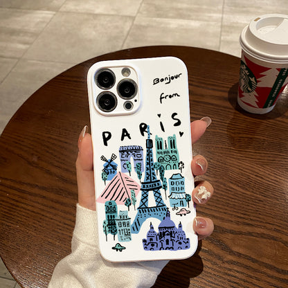 Parisian Landmarks Sketchphone case for iPhone/16/15/14/13/12/48/Plus/Pro/Max Hot sale wholesale customizable pattern cases