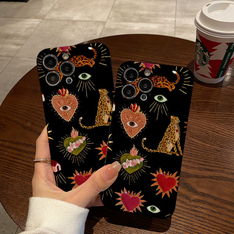 Embroidered Symbols and Animalsphone case for iPhone/16/15/14/13/12/63/Plus/Pro/Max Hot sale wholesale customizable pattern cases