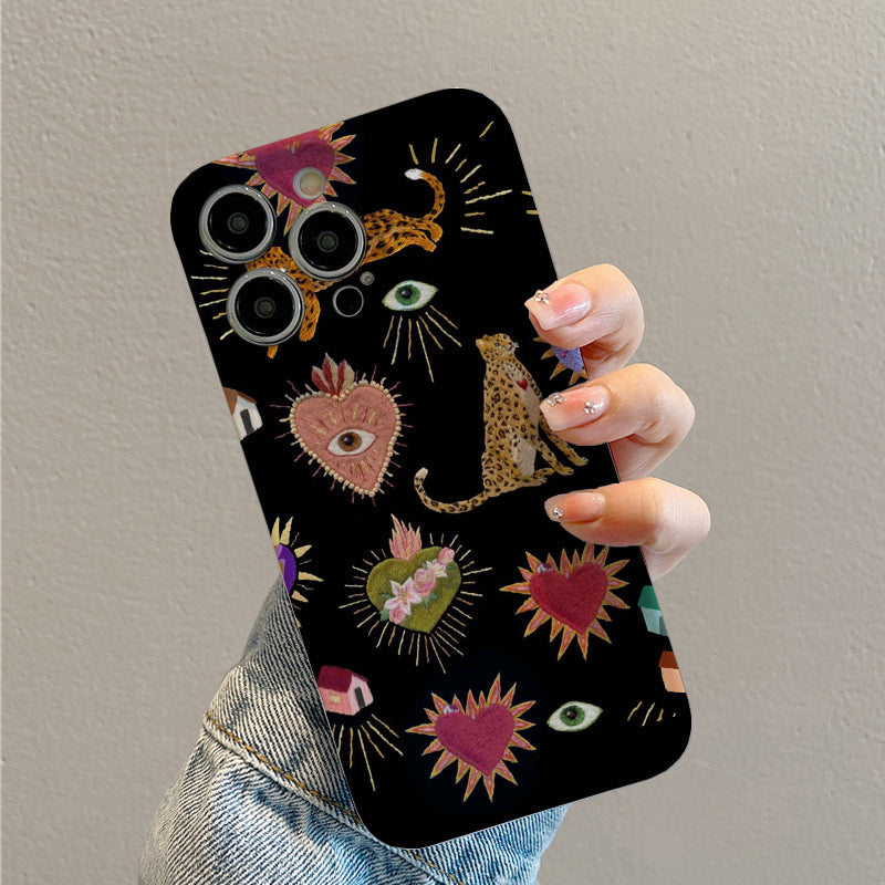 Embroidered Symbols and Animalsphone case for iPhone/16/15/14/13/12/63/Plus/Pro/Max Hot sale wholesale customizable pattern cases