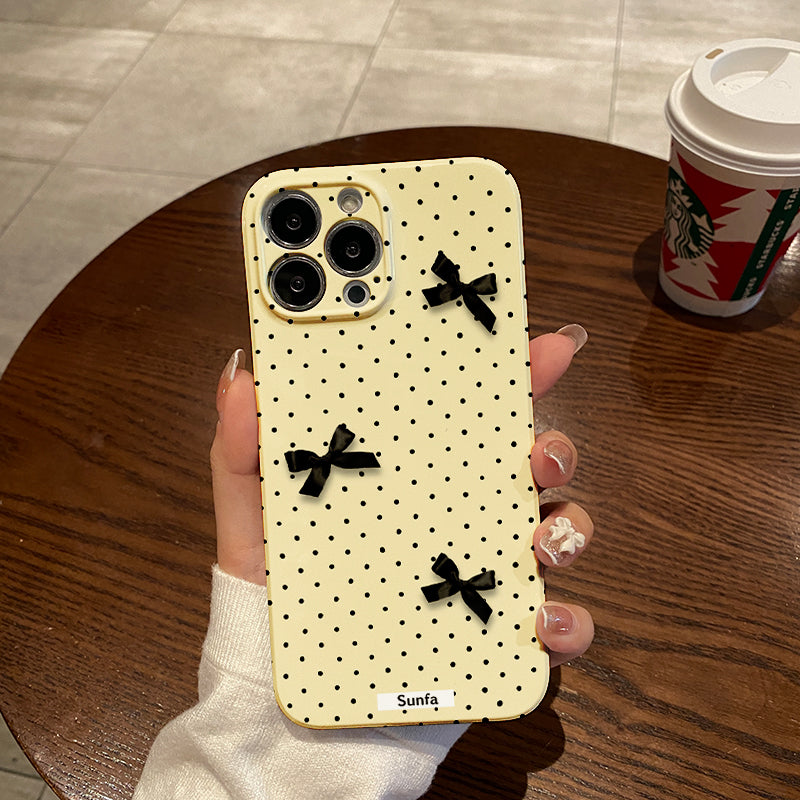 Polka Dots with Black Bows Designphone case for iPhone/16/15/14/13/12/72/Plus/Pro/Max Hot sale wholesale customizable pattern cases