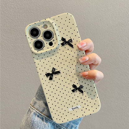 Polka Dots with Black Bows Designphone case for iPhone/16/15/14/13/12/72/Plus/Pro/Max Hot sale wholesale customizable pattern cases