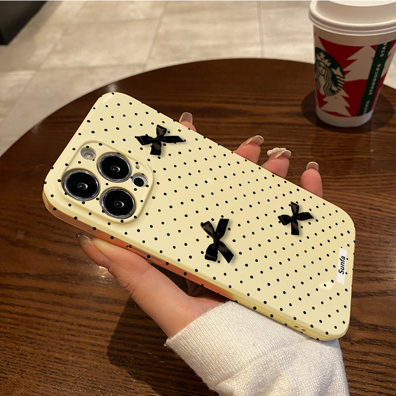 Polka Dots with Black Bows Designphone case for iPhone/16/15/14/13/12/72/Plus/Pro/Max Hot sale wholesale customizable pattern cases