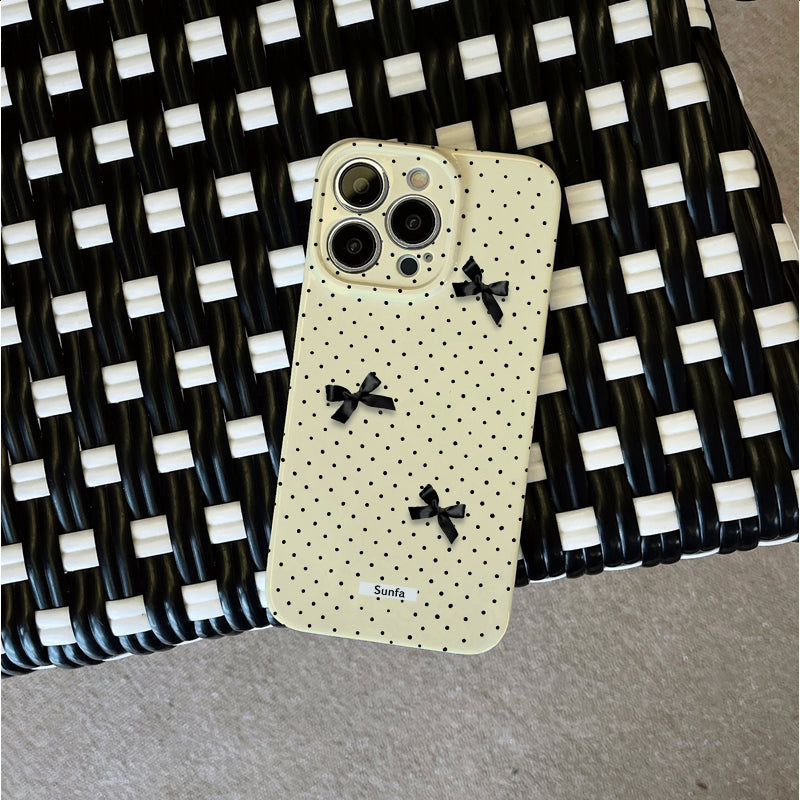 Polka Dots with Black Bows Designphone case for iPhone/16/15/14/13/12/72/Plus/Pro/Max Hot sale wholesale customizable pattern cases