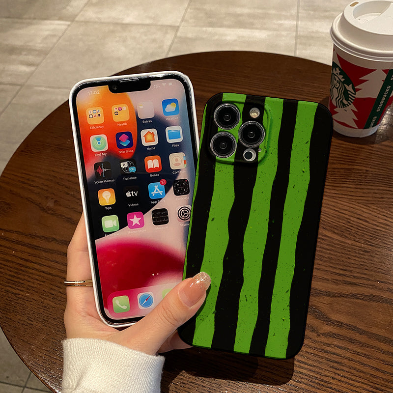 Green and Black Wavy Stripes Patternphone case for iPhone/16/15/14/13/12/73/Plus/Pro/Max Hot sale wholesale customizable pattern cases