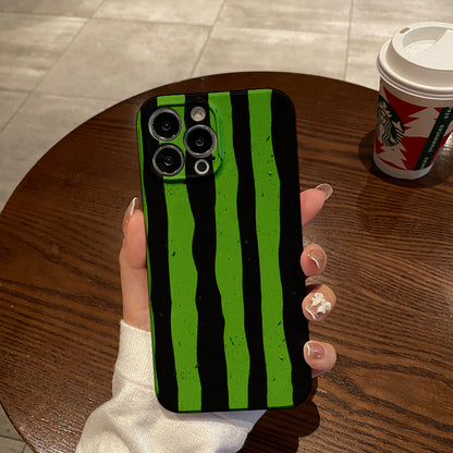 Green and Black Wavy Stripes Patternphone case for iPhone/16/15/14/13/12/73/Plus/Pro/Max Hot sale wholesale customizable pattern cases