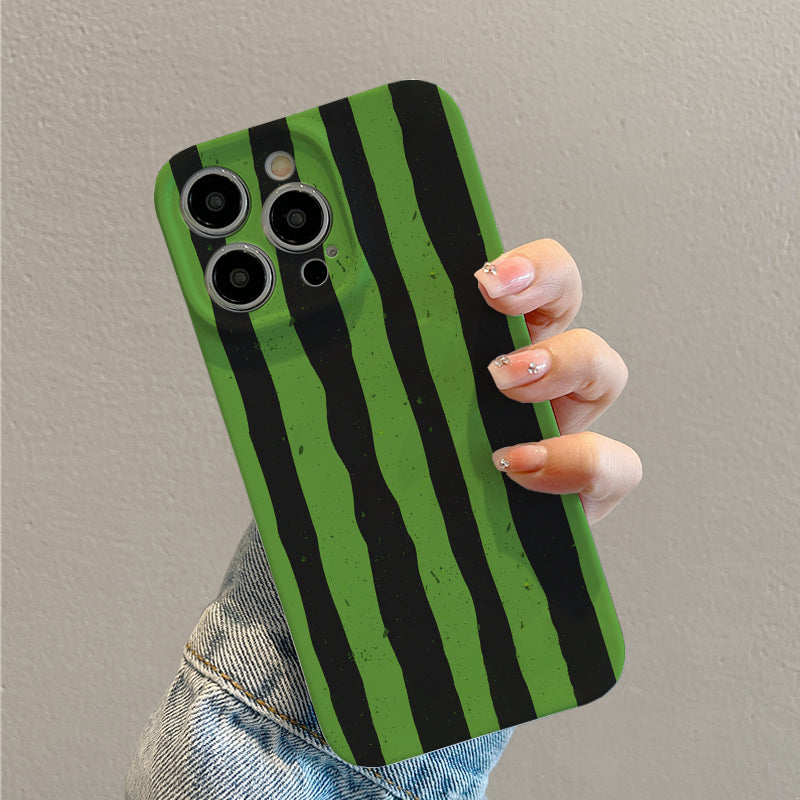 Green and Black Wavy Stripes Patternphone case for iPhone/16/15/14/13/12/73/Plus/Pro/Max Hot sale wholesale customizable pattern cases