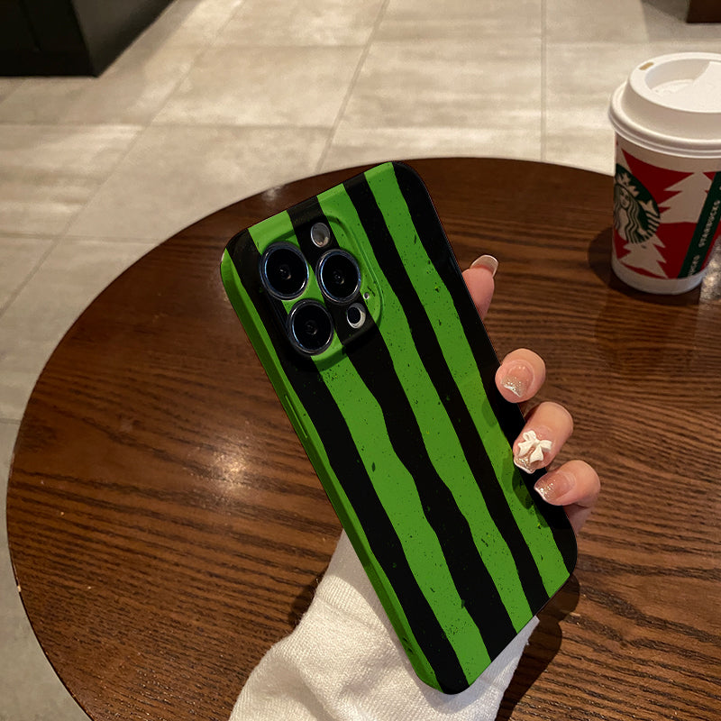 Green and Black Wavy Stripes Patternphone case for iPhone/16/15/14/13/12/73/Plus/Pro/Max Hot sale wholesale customizable pattern cases