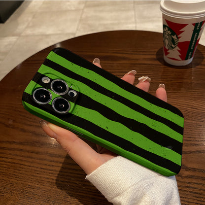 Green and Black Wavy Stripes Patternphone case for iPhone/16/15/14/13/12/73/Plus/Pro/Max Hot sale wholesale customizable pattern cases