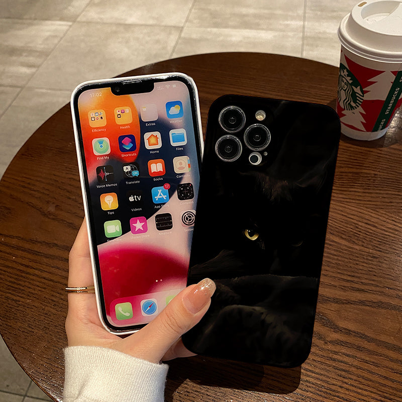 Mysterious Black Cat in the Darkphone case for iPhone/16/15/14/13/12/74/Plus/Pro/Max Hot sale wholesale customizable pattern cases